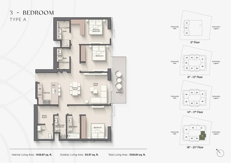 RH-floor-plan-15 Ellington Riverton House in Jumeirah Village Circle
